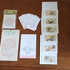 Bridge Score Pads Tally Cards Starter Set Japanese Watercolor Sea Shells Flowers